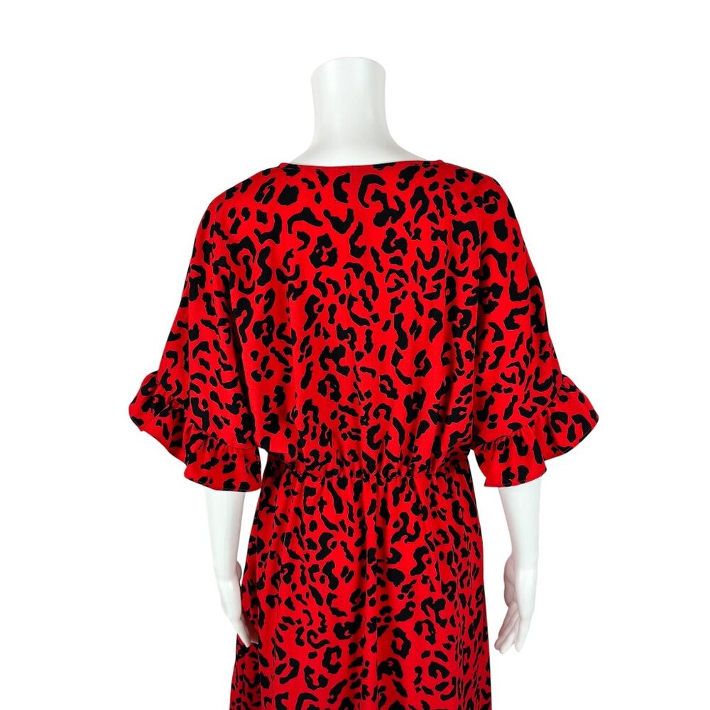 Who What Wear Cheetah Dress Women's Size M Electric Animal Print Flutter Sleeve - Picture 9 of 12